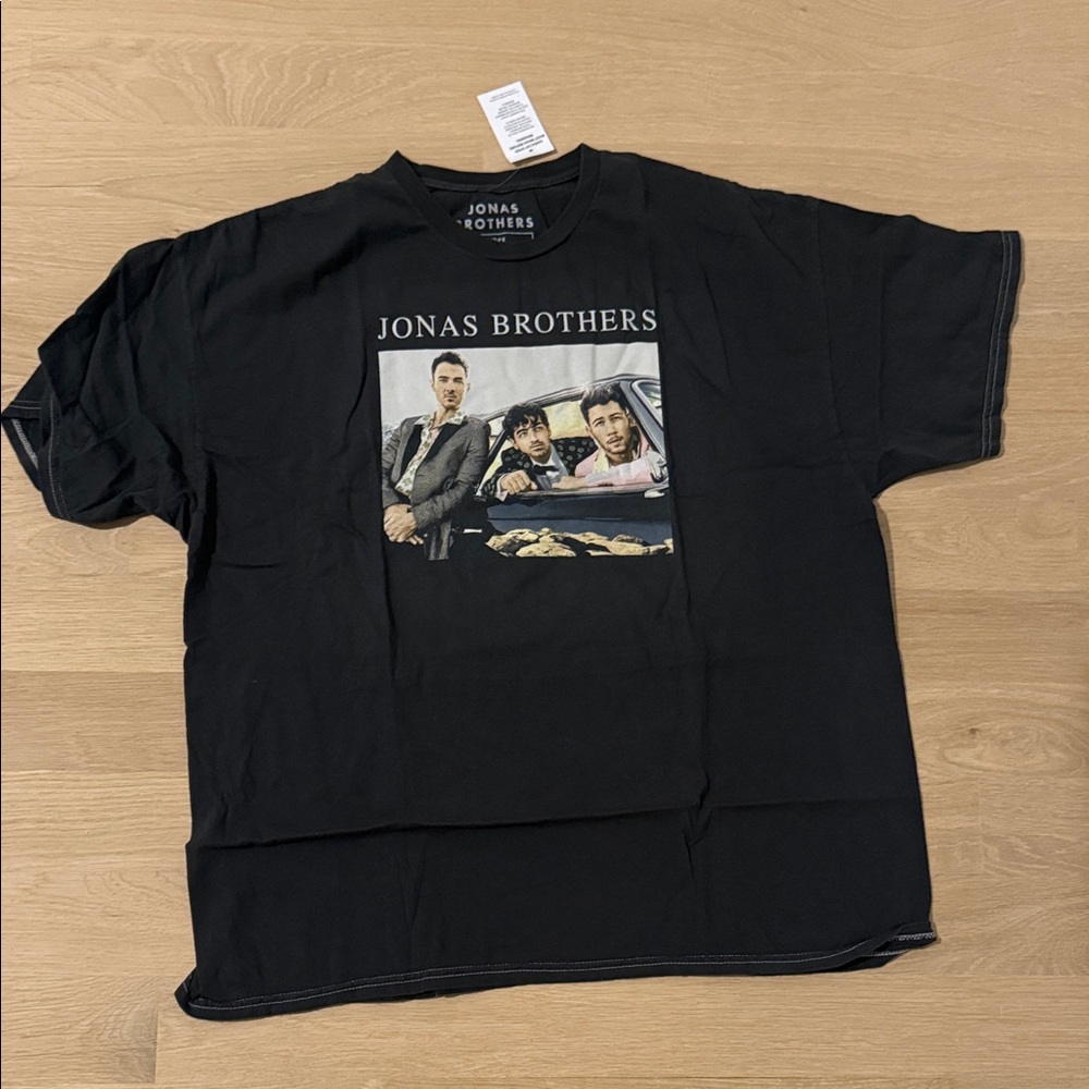 Brother Jonas Brothers Black Graphic Tee with Band Photo